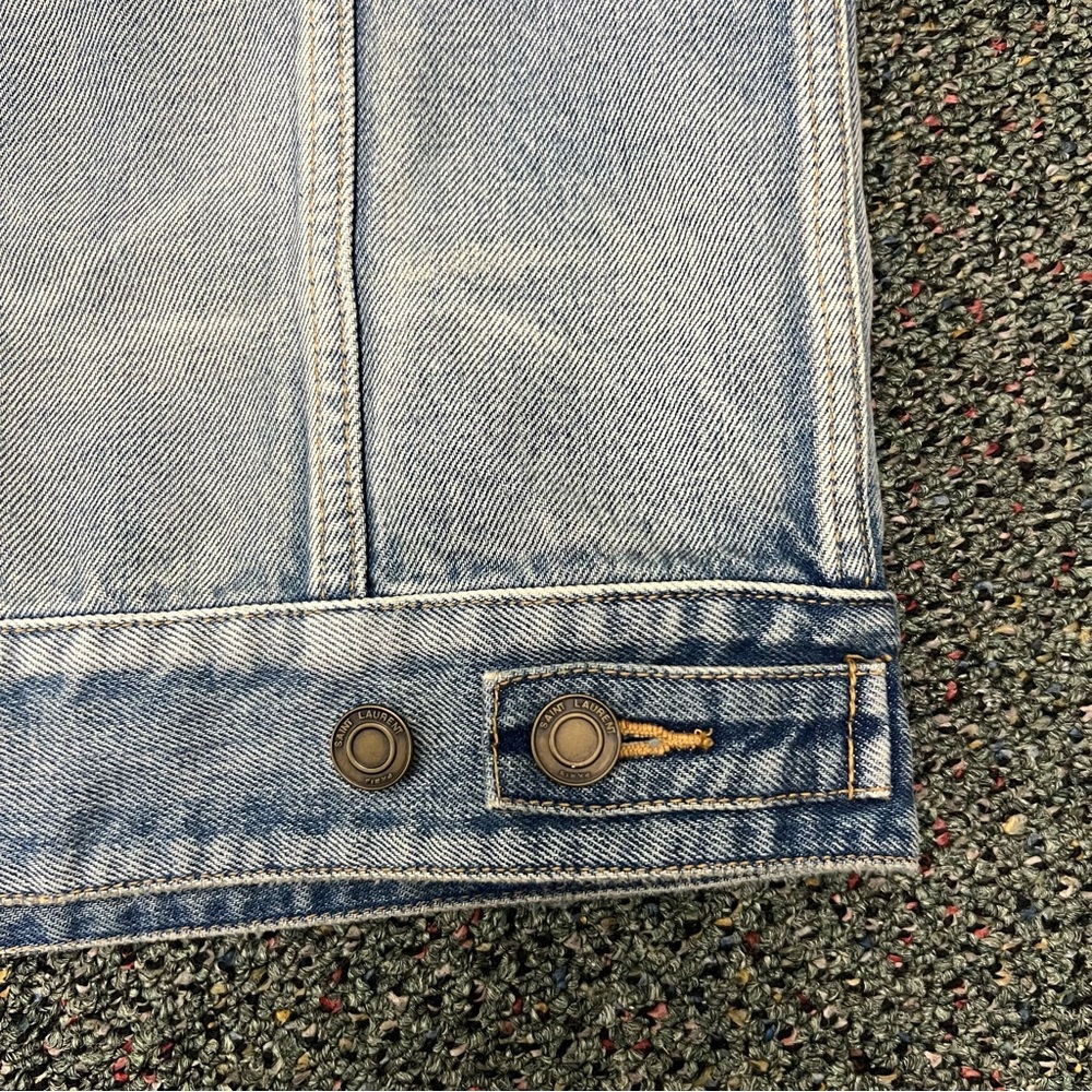 SAINT LAURENT Boyfriend Denim Blue Jean Jacket OversizenDistressed Light Wash XS - Picture 11 of 16
